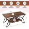 Costway 2-Tier Industrial Coffee Table Rectangular Cocktail Table with Storage Shelf Rustic Brown/Dark Brown/White